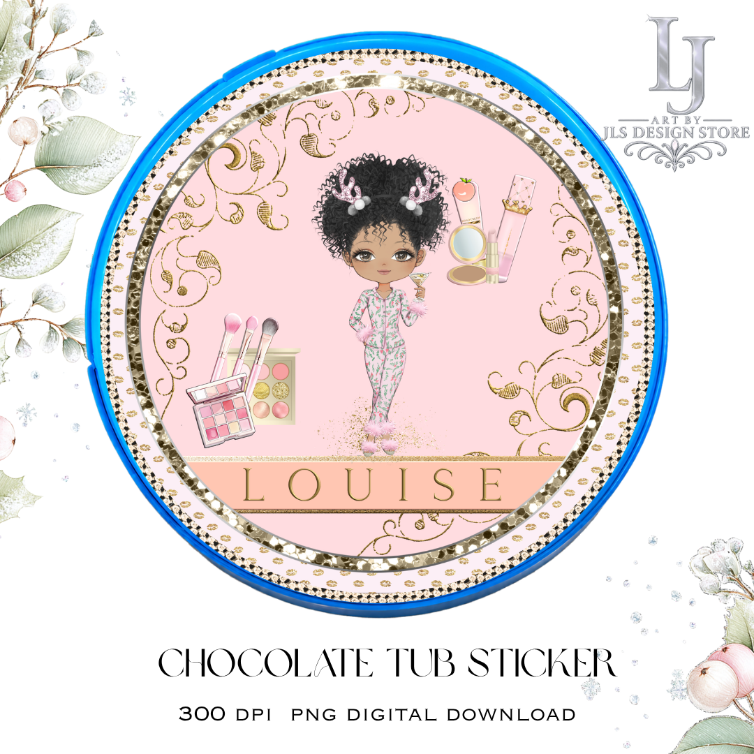 Makeup Girl Chocolate Tub Sticker