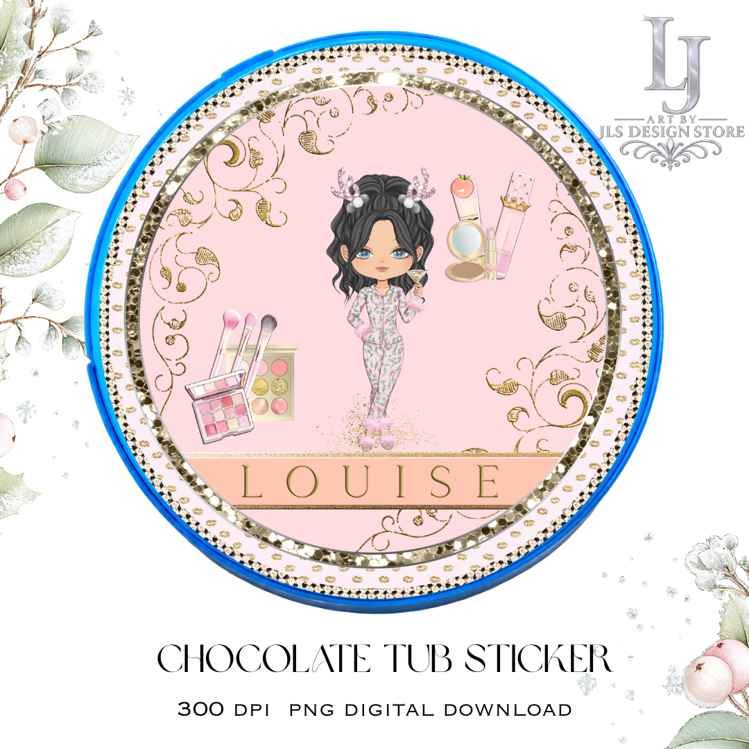 Makeup Girl Chocolate Tub Sticker