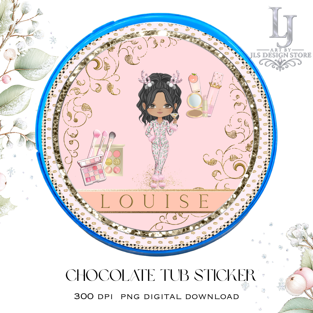Makeup Girl Chocolate Tub Sticker