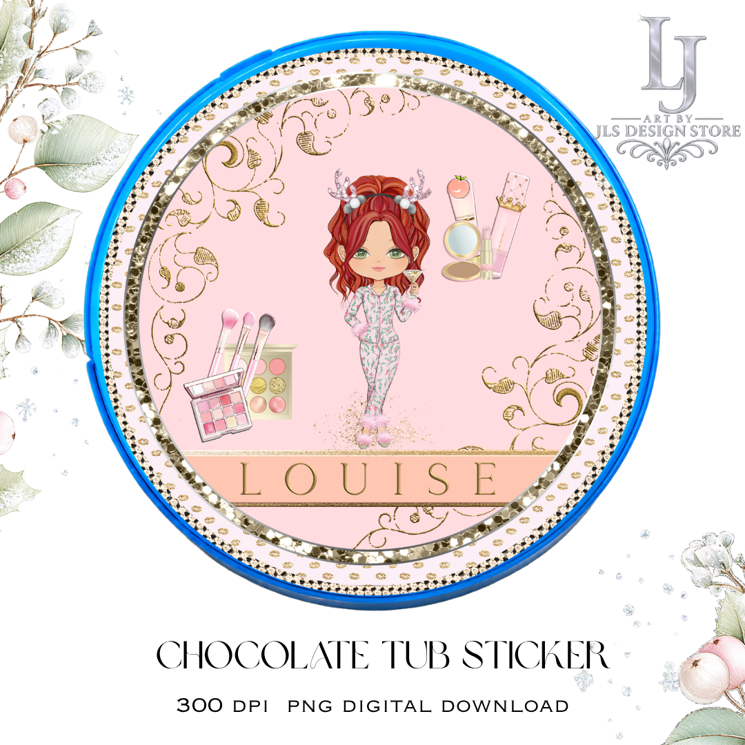 Makeup Girl Chocolate Tub Sticker