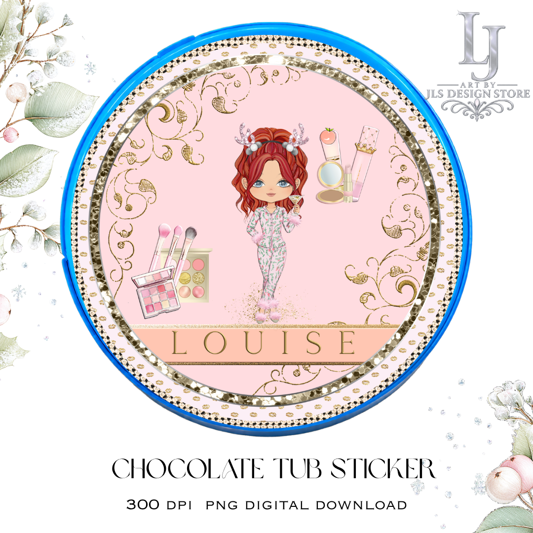 Makeup Girl Chocolate Tub Sticker