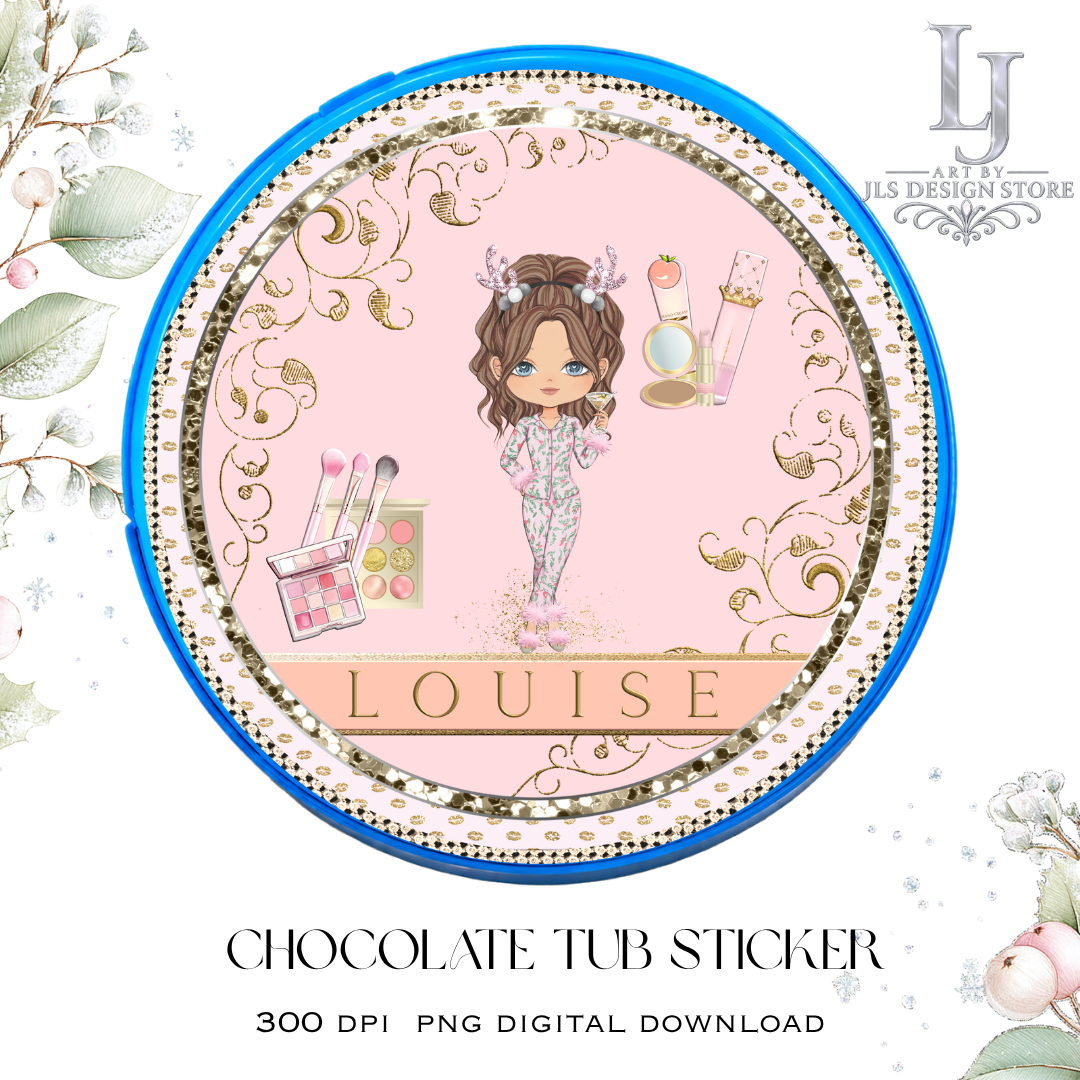 Makeup Girl Chocolate Tub Sticker