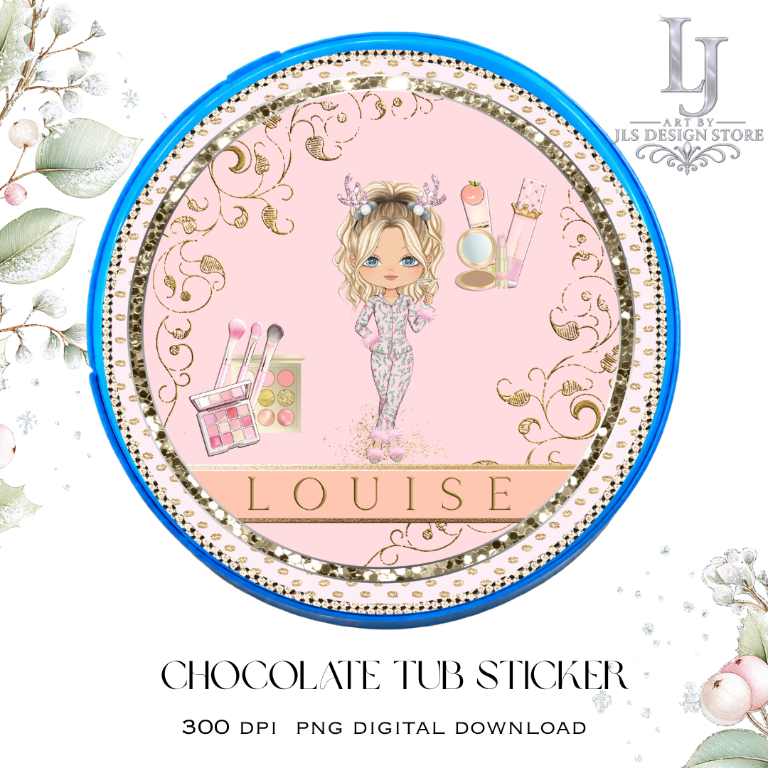 Makeup Girl Chocolate Tub Sticker
