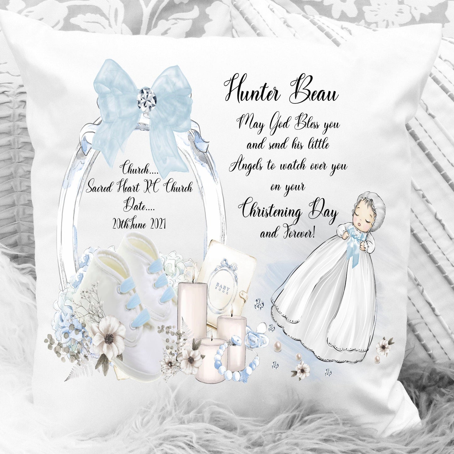 Baby Boy Christening Sublimation Design (PNG Digital Download)