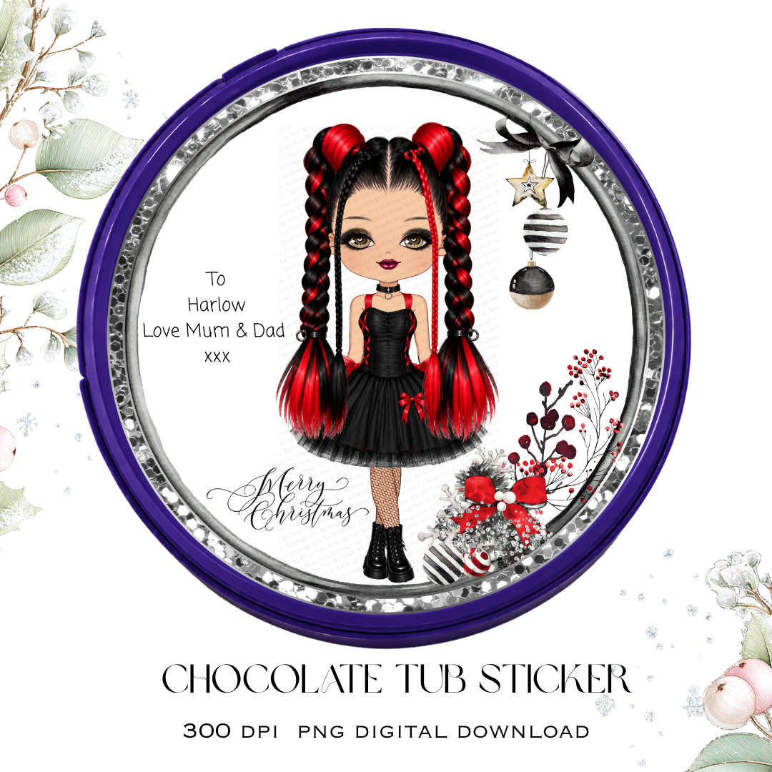 Gothic Girl Chocolate Tub Stickers