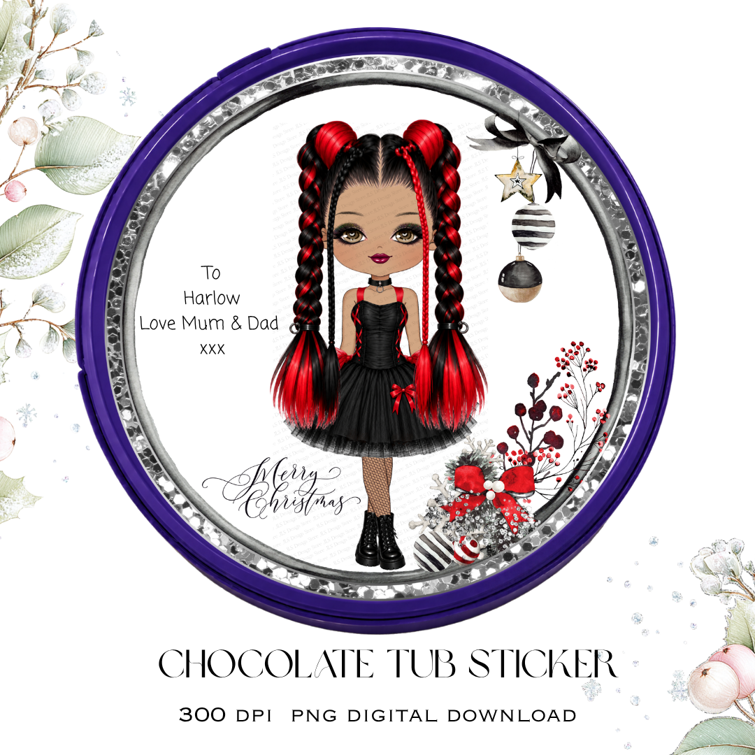 Gothic Girl Chocolate Tub Stickers