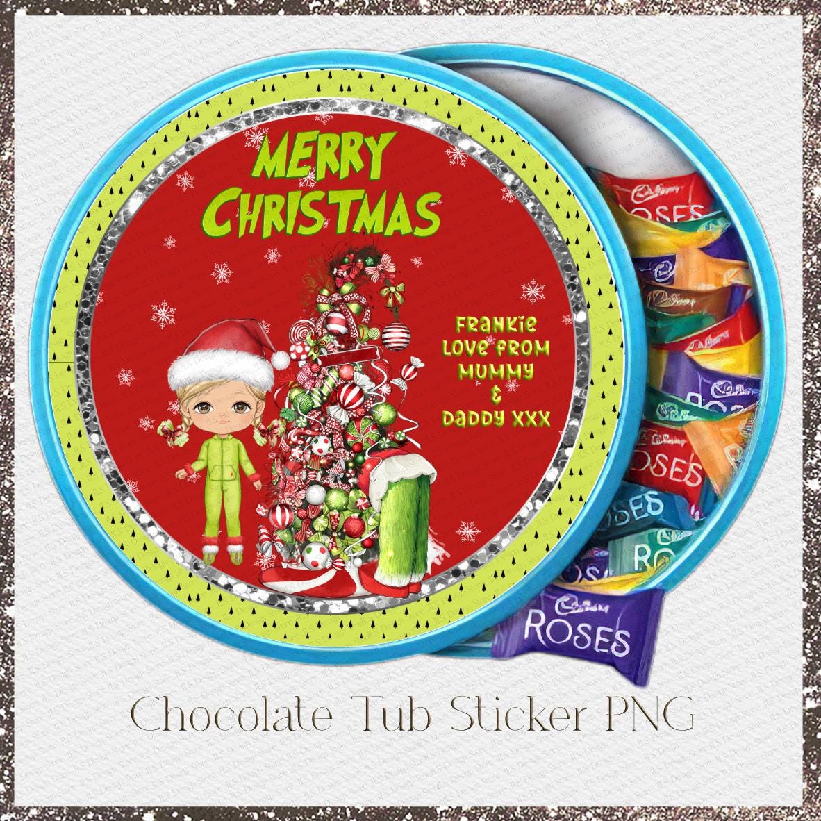 Christmas Chocolate Tub Sticker