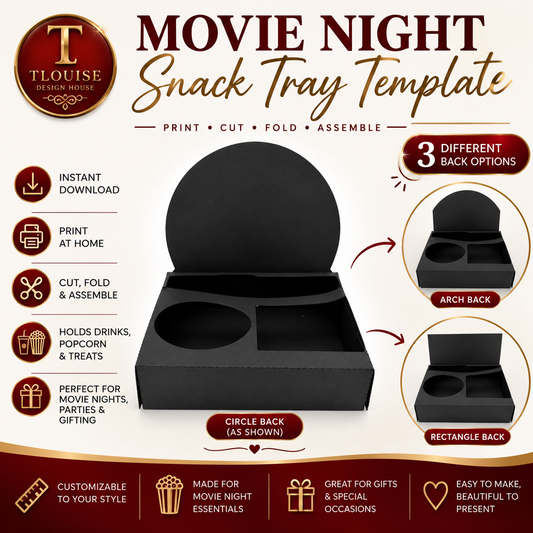 Movie Tray Box Template – SVG, EPS, DXF, PNG, PDF &amp; JPEG