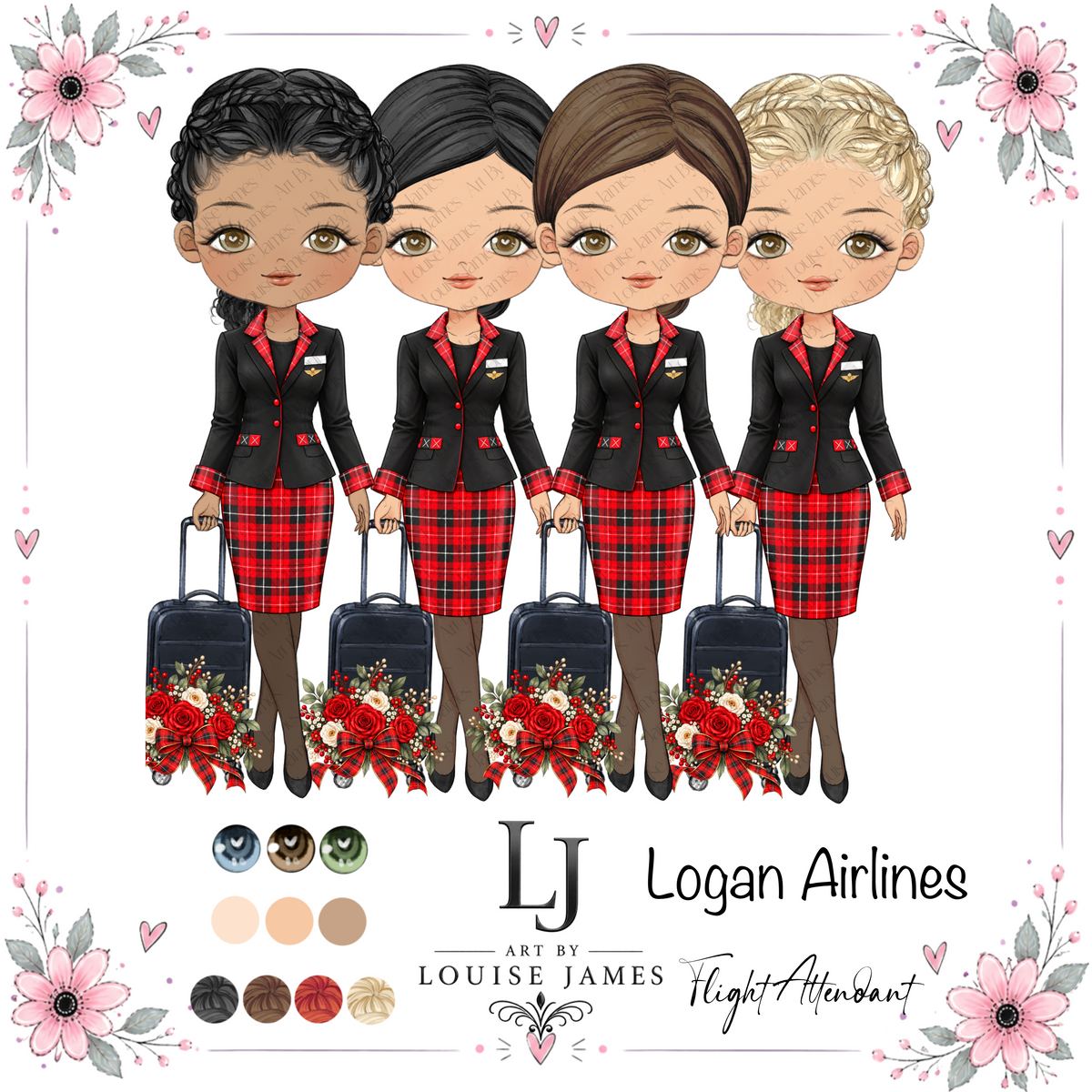 Poppie as a Logan Airlines Flight Attendant