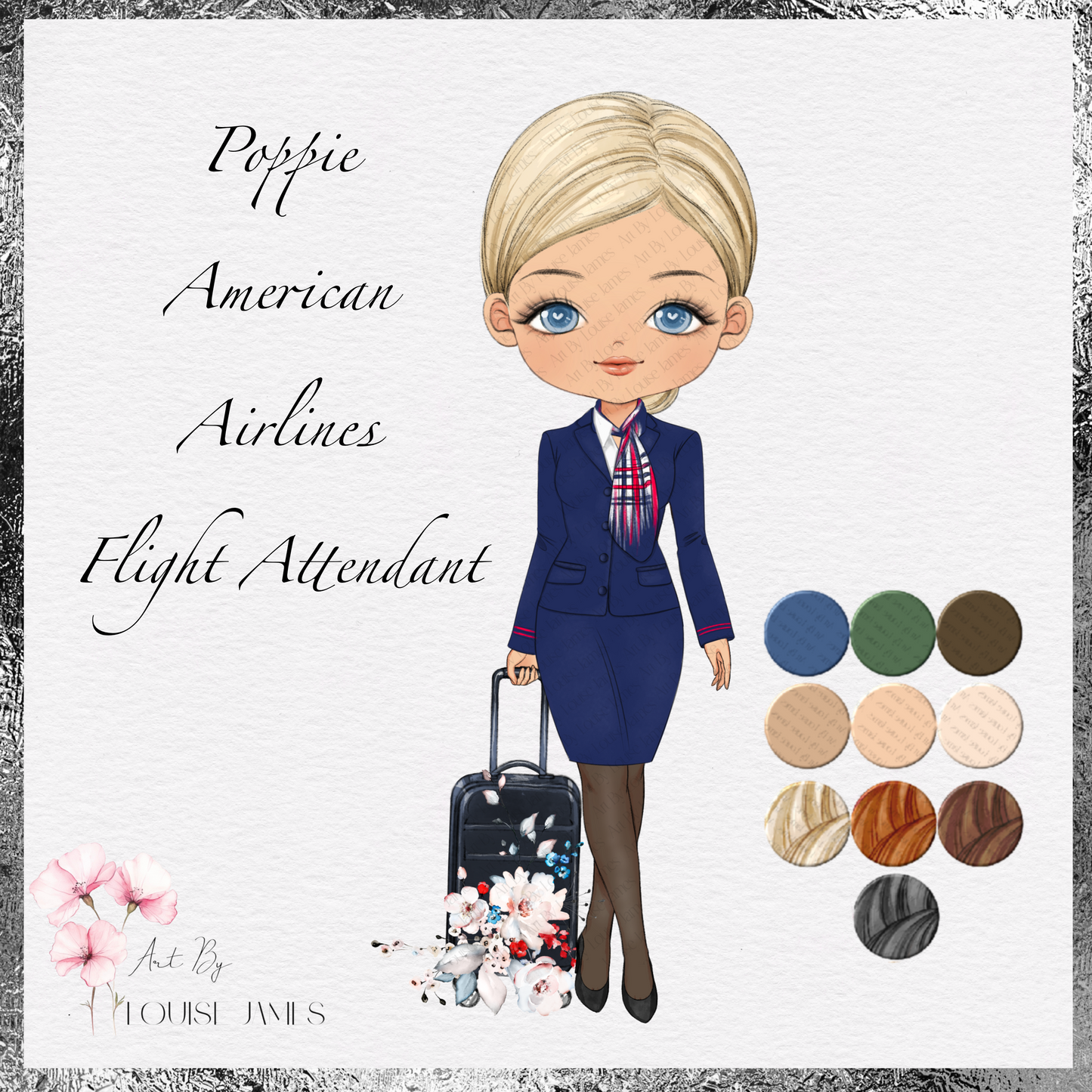 Poppie as American Airline  Flight Attendant