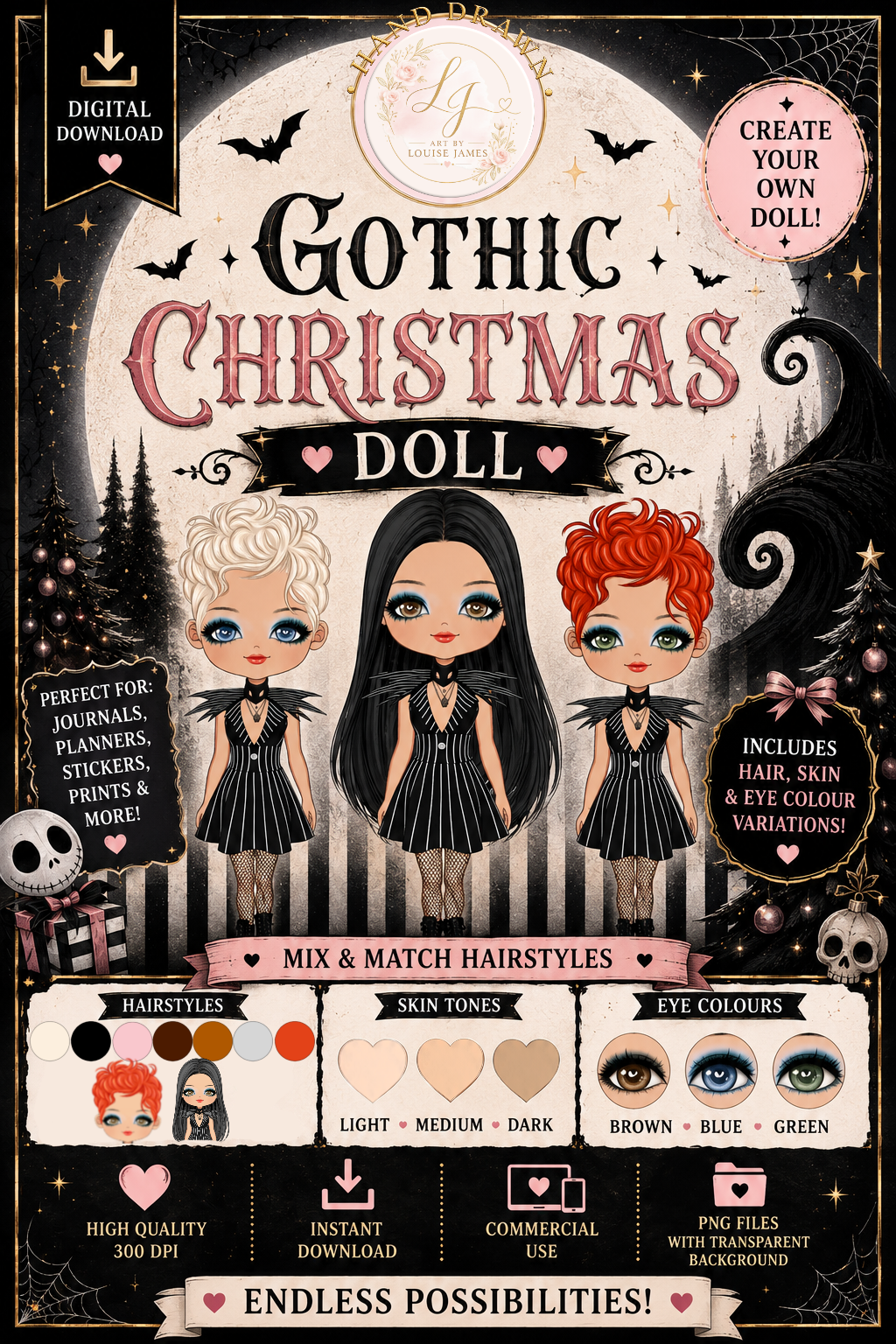 Poppie as Gothic Christmas Doll