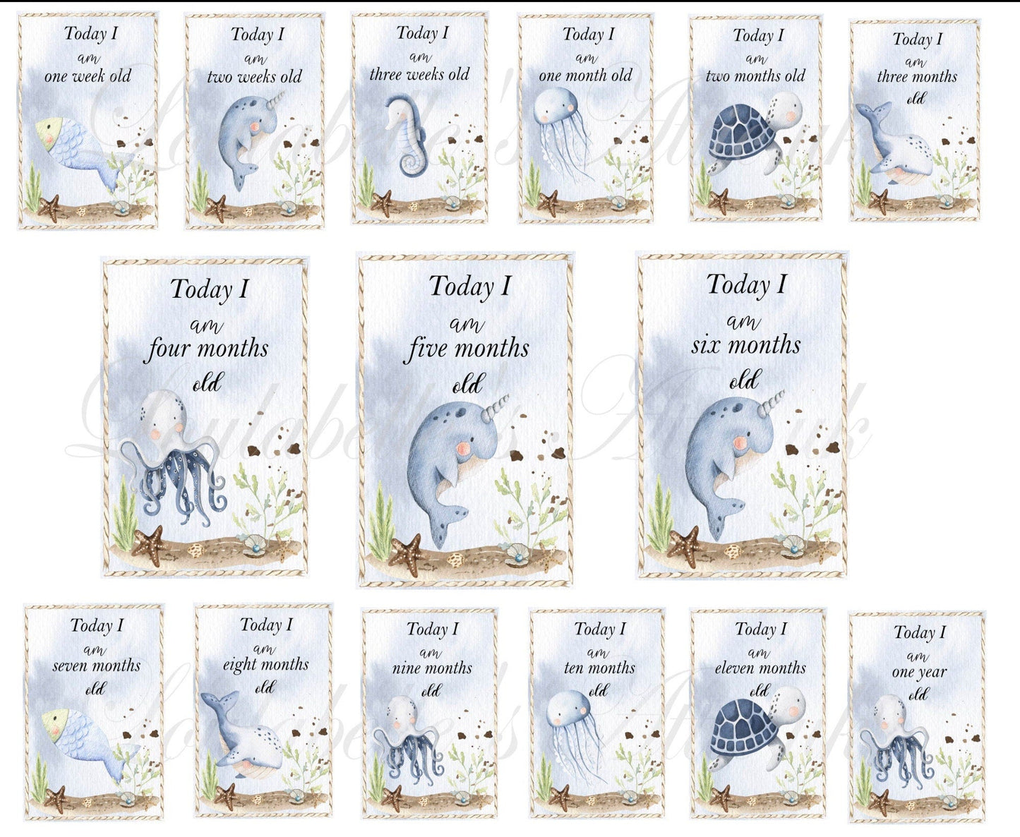 Under the Sea Nursery Bundle: Baby Stats & Milestone PNG Files