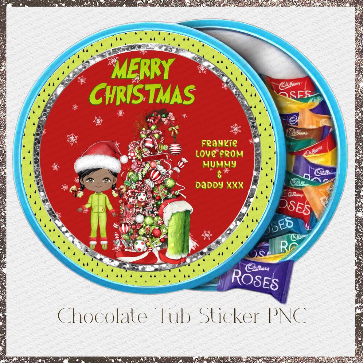 Christmas Chocolate Tub Sticker