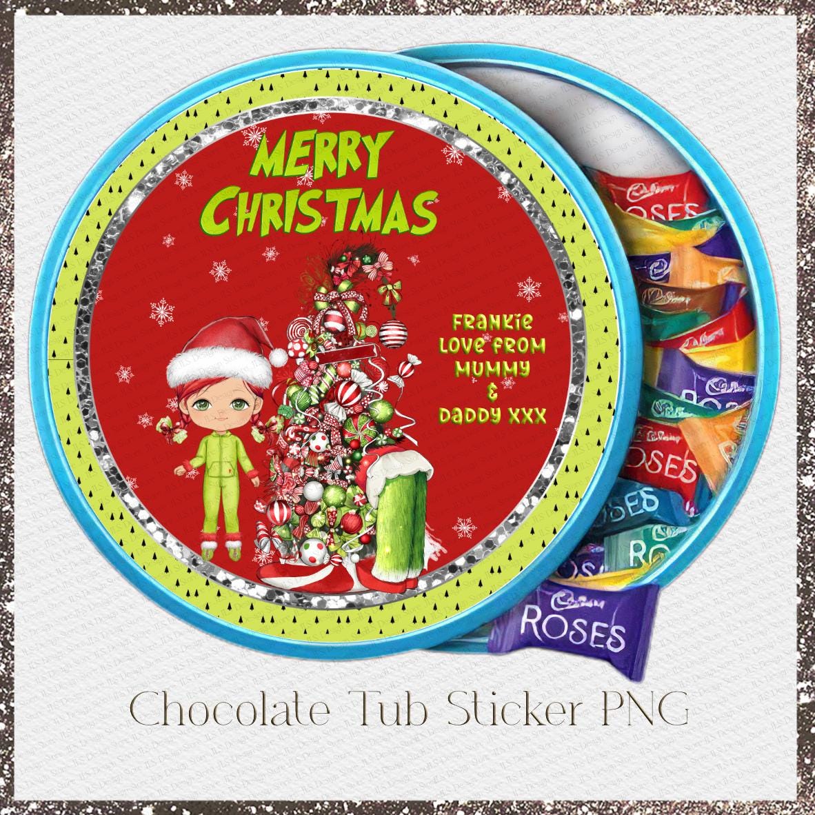 Christmas Chocolate Tub Sticker