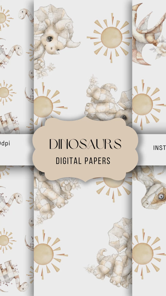 Patchwork Dinosaur seamless patterns